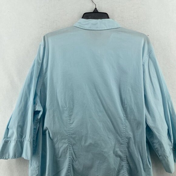 Style & Co Shirt Women's 22W Light Blue Collared 3/4 Sleeves Snap Button Stretch - Picture 7 of 10